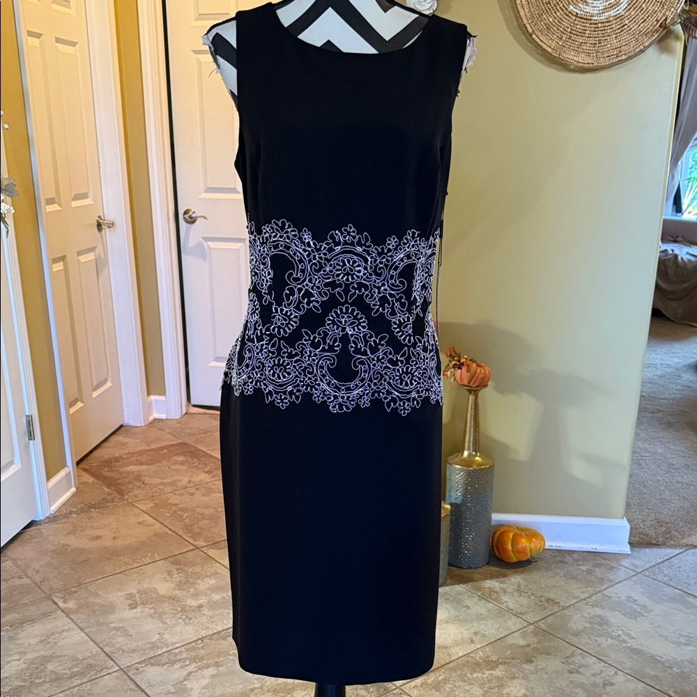 Karl Lagerfeld Black Dress with Silver Lace